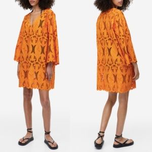 H&M Embroidered Dress - Orange, SizeS, NWT